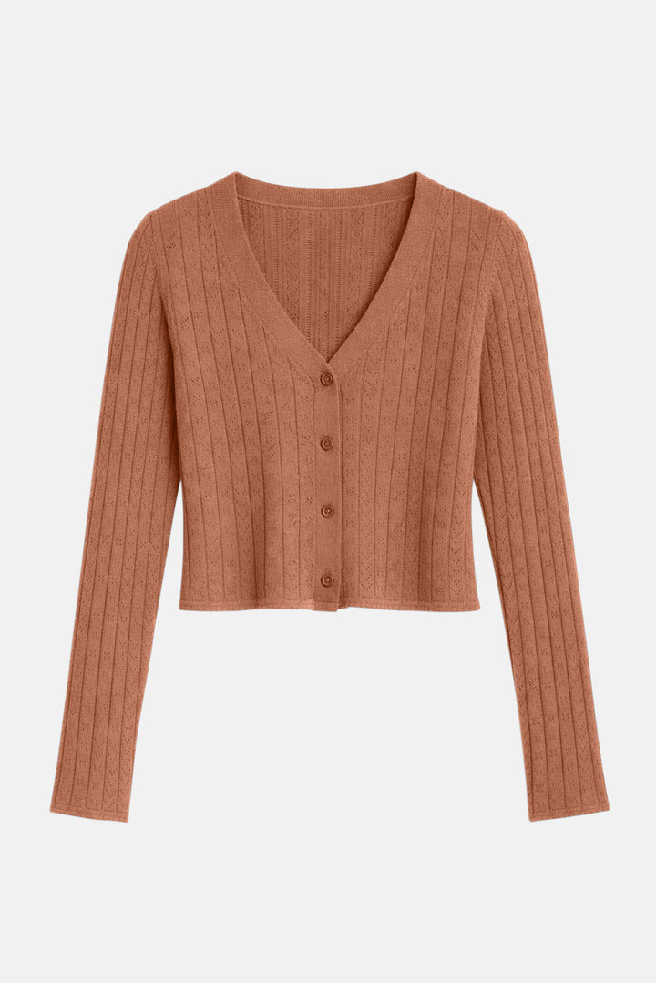 Claire Pointelle Cardigan Camel