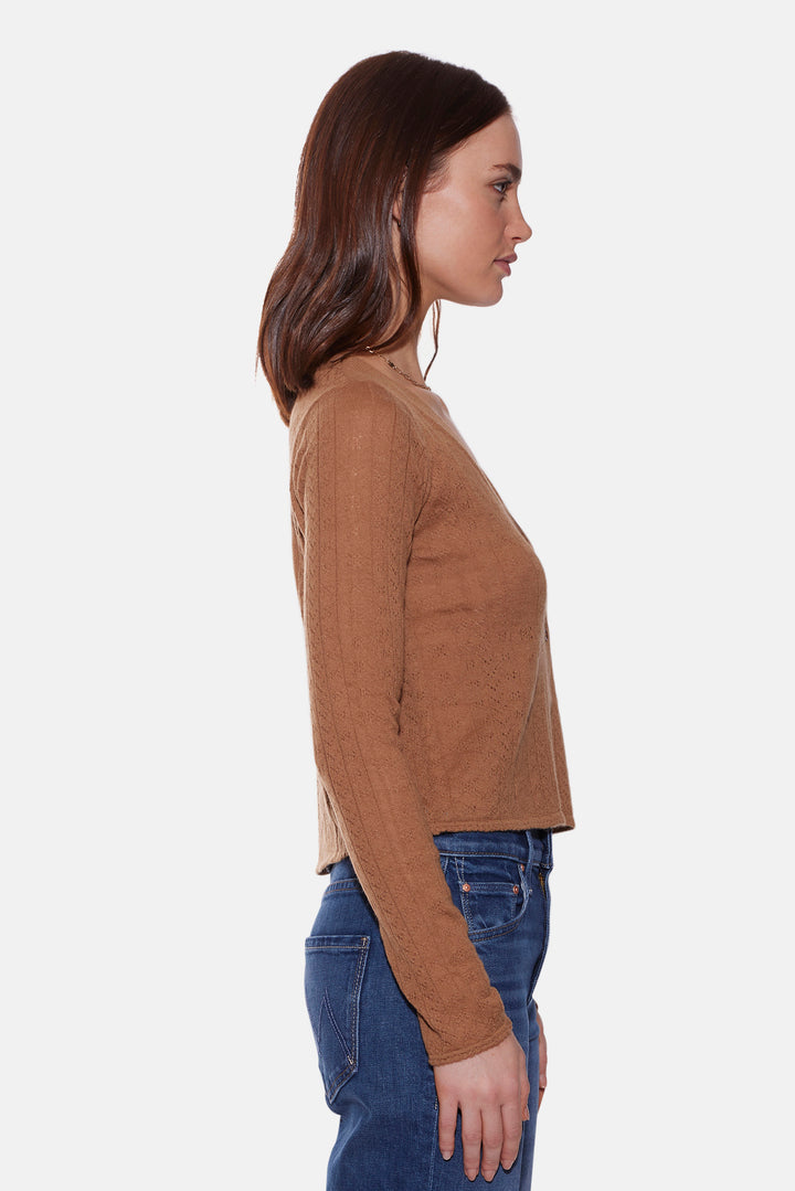 Claire Pointelle Cardigan Camel