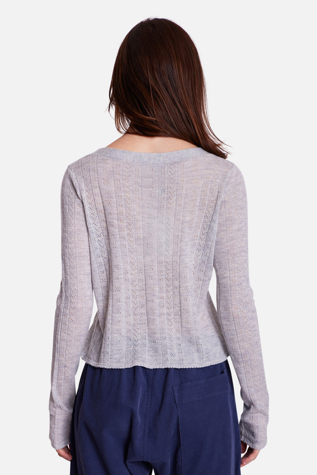 Claire Pointelle Cardigan Light Heather Grey