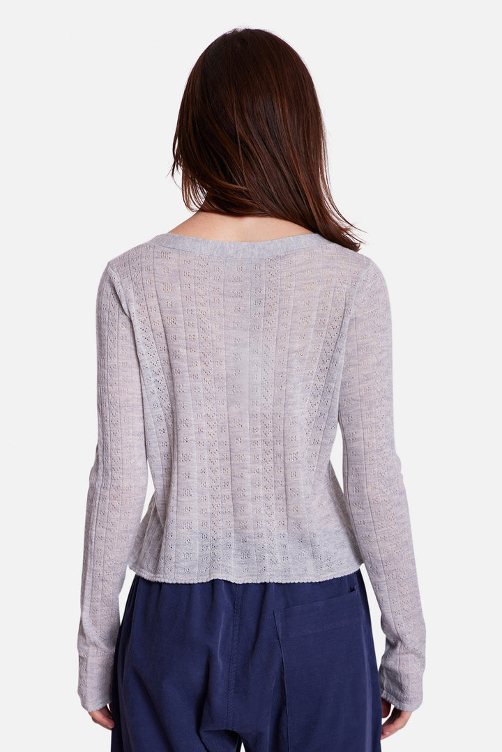 Claire Pointelle Cardigan Light Heather Grey