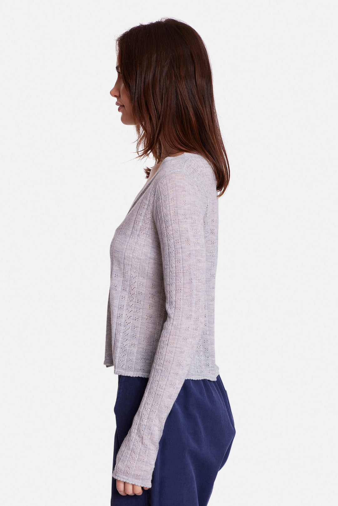 Claire Pointelle Cardigan Light Heather Grey