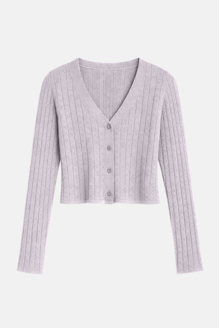 Claire Pointelle Cardigan Light Heather Grey