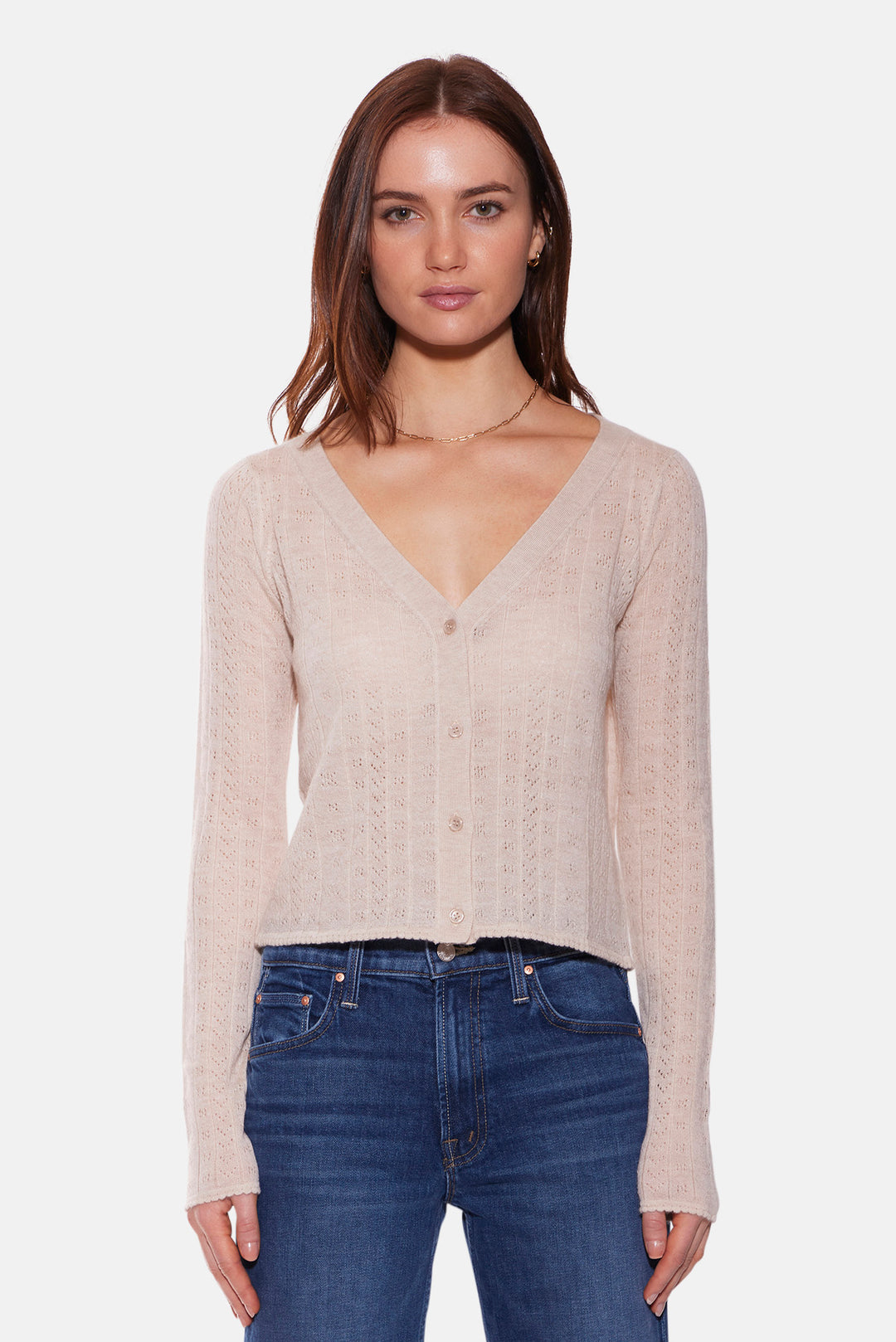 Claire Pointelle Cardigan Oatmeal