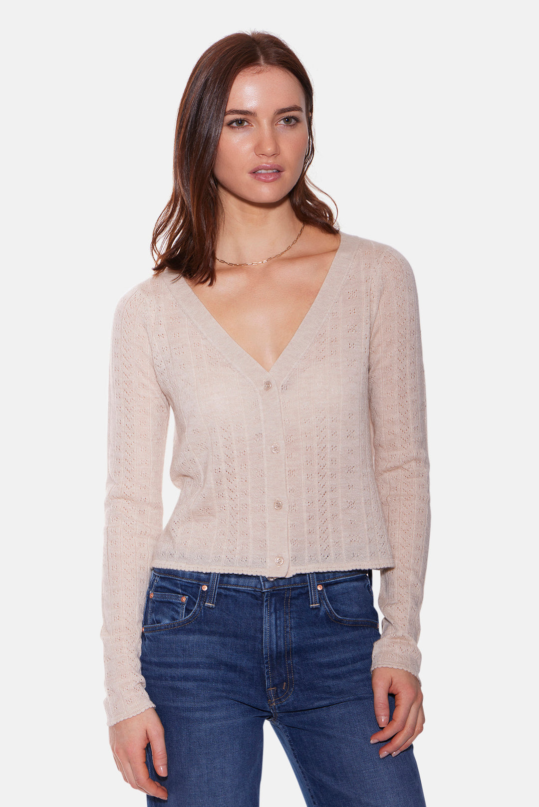 Claire Pointelle Cardigan Oatmeal