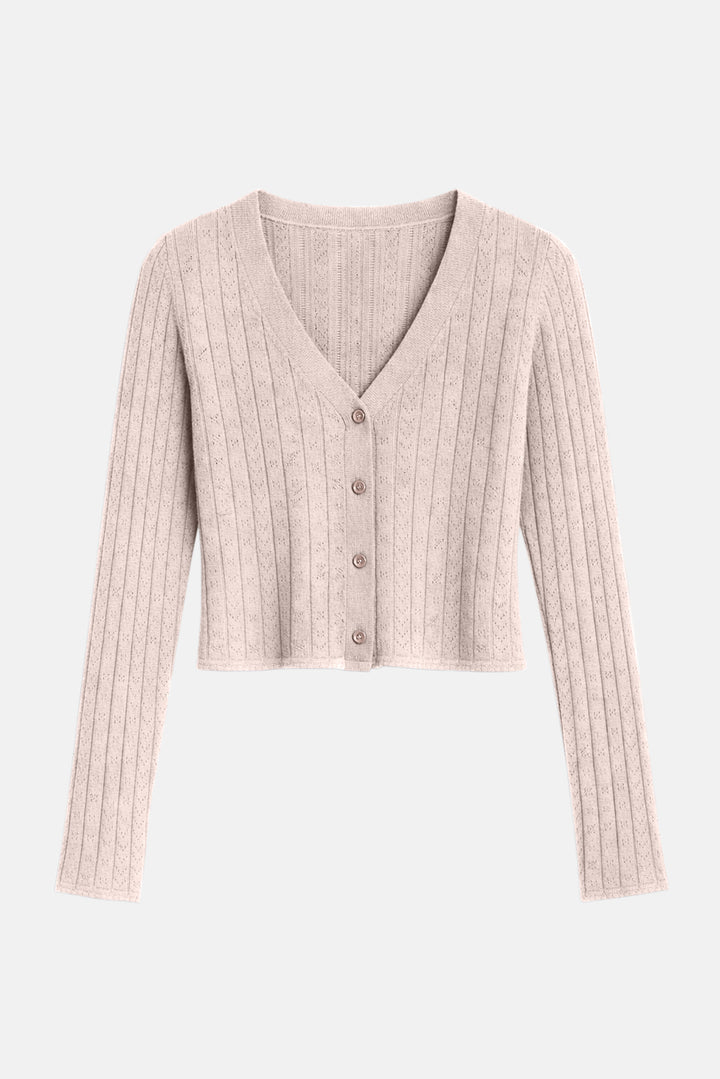 Claire Pointelle Cardigan Oatmeal