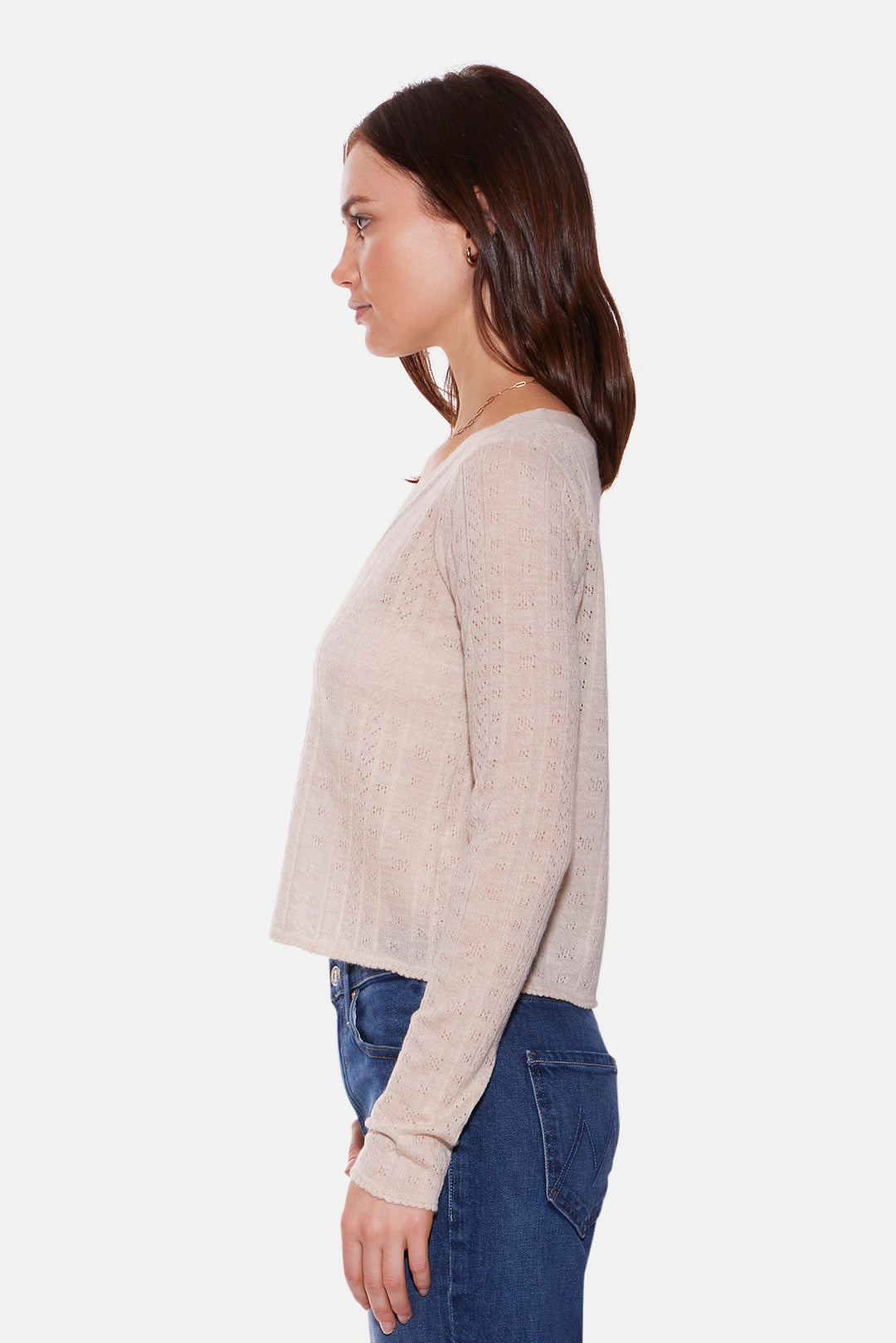 Claire Pointelle Cardigan Oatmeal