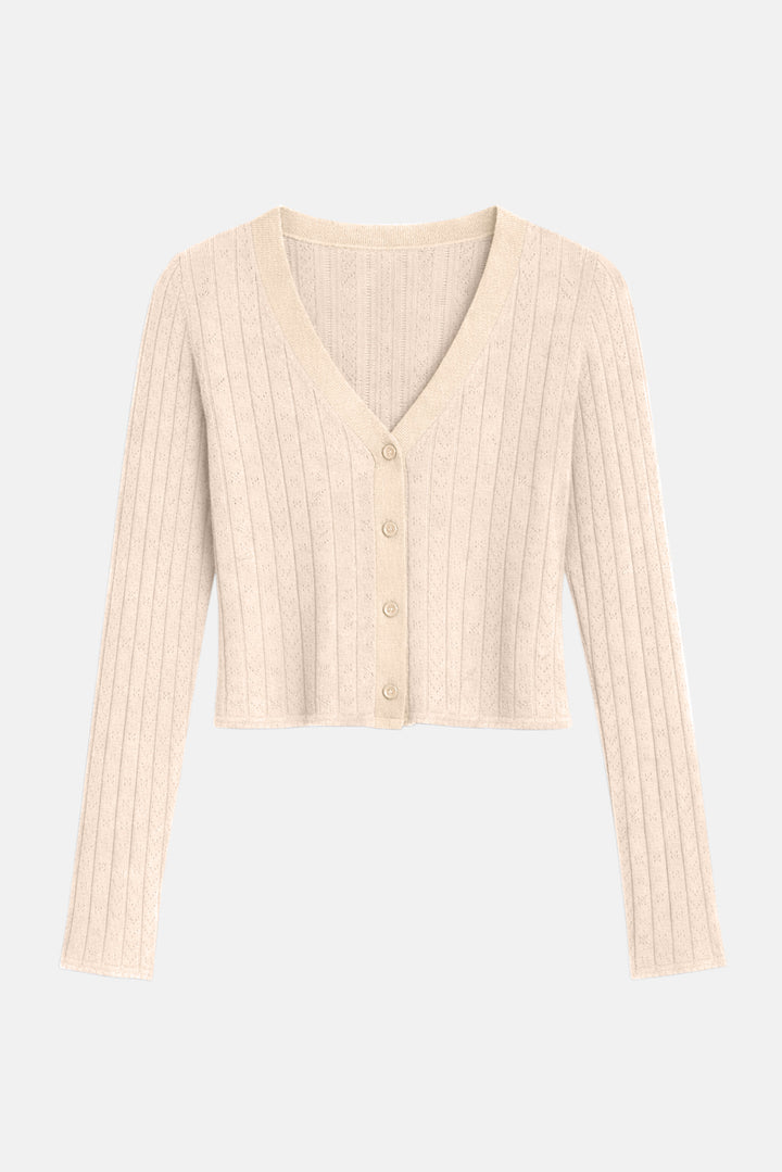 Claire Pointelle Cardigan Pale Yellow