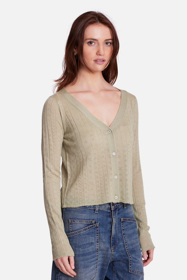 Claire Pointelle Cardigan Sage