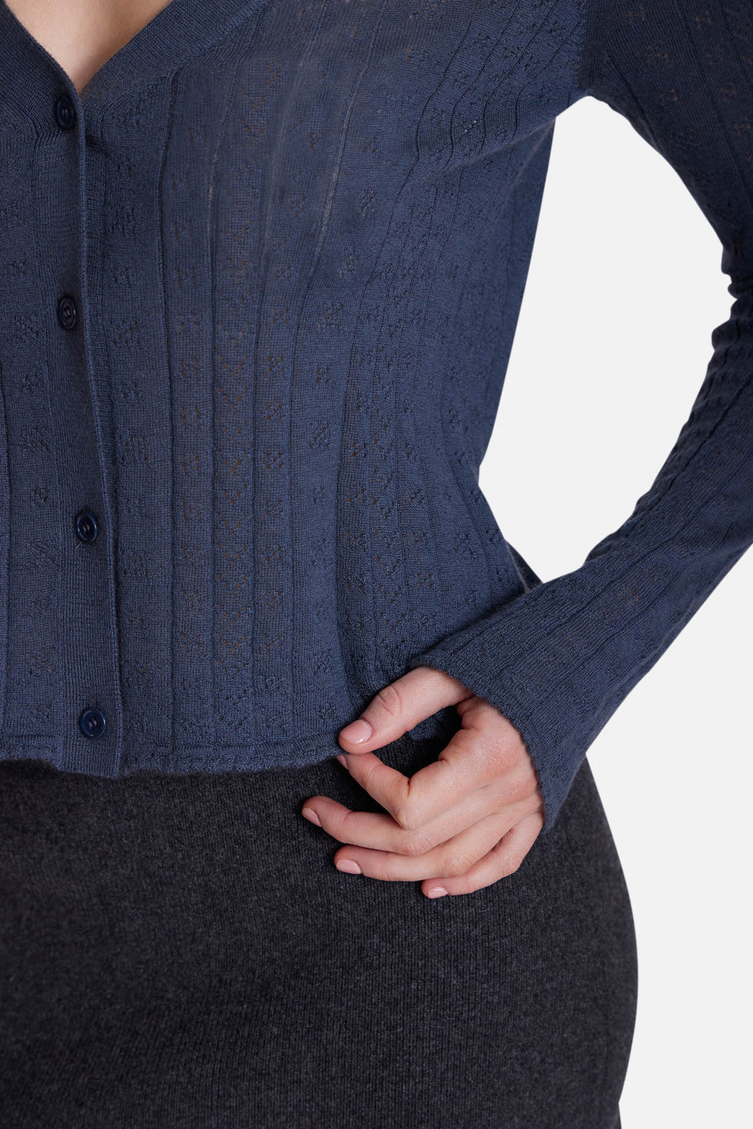 Claire Pointelle Cardigan Space Grey