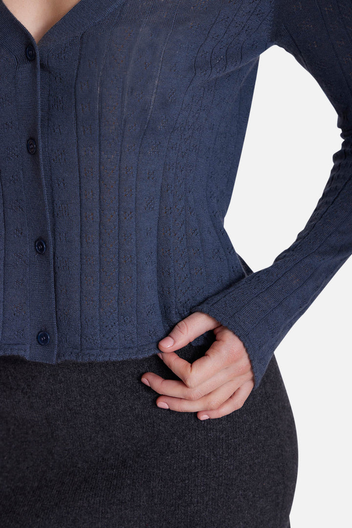Claire Pointelle Cardigan Space Grey