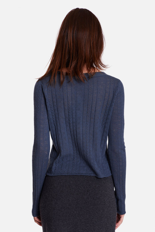 Claire Pointelle Cardigan Pale Yellow