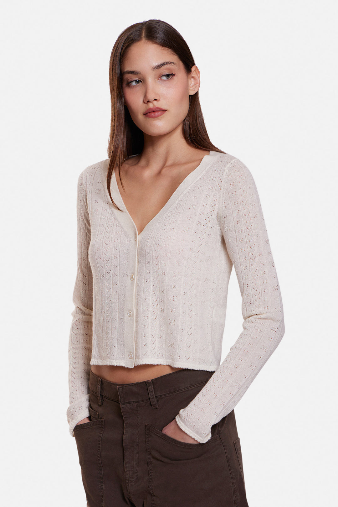 Claire Pointelle Cardigan Ivory