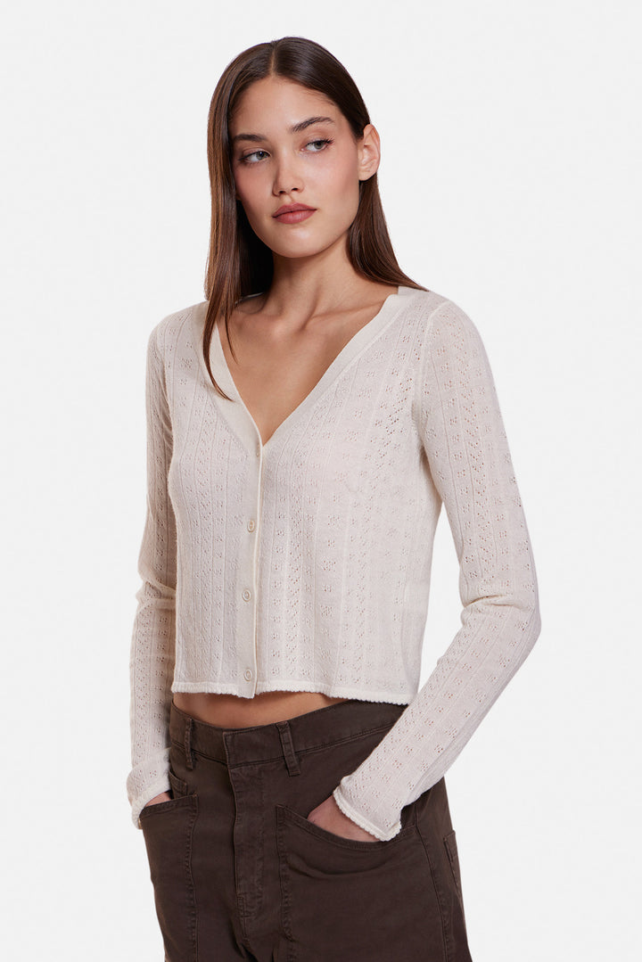 Claire Pointelle Cardigan Ivory