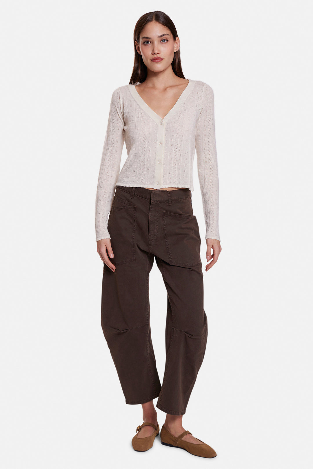 Claire Pointelle Cardigan Ivory