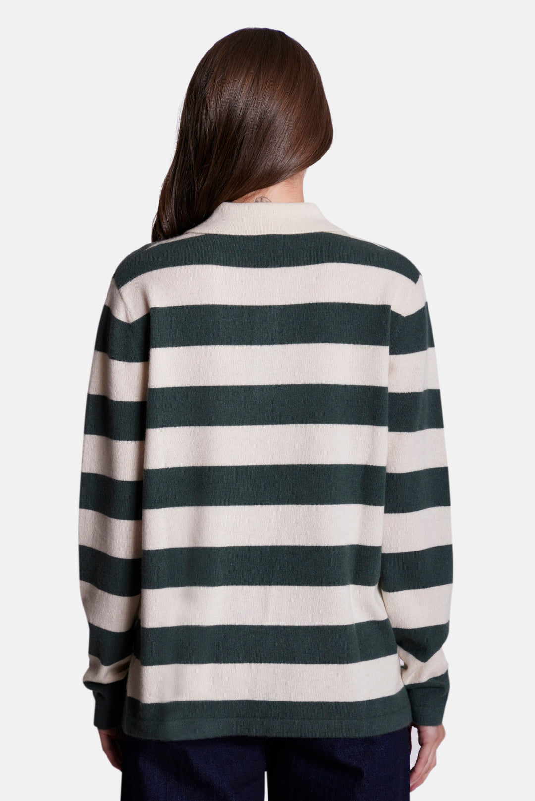 Clyde Rugby Oversized Cashmere Sweater Green/Ivory