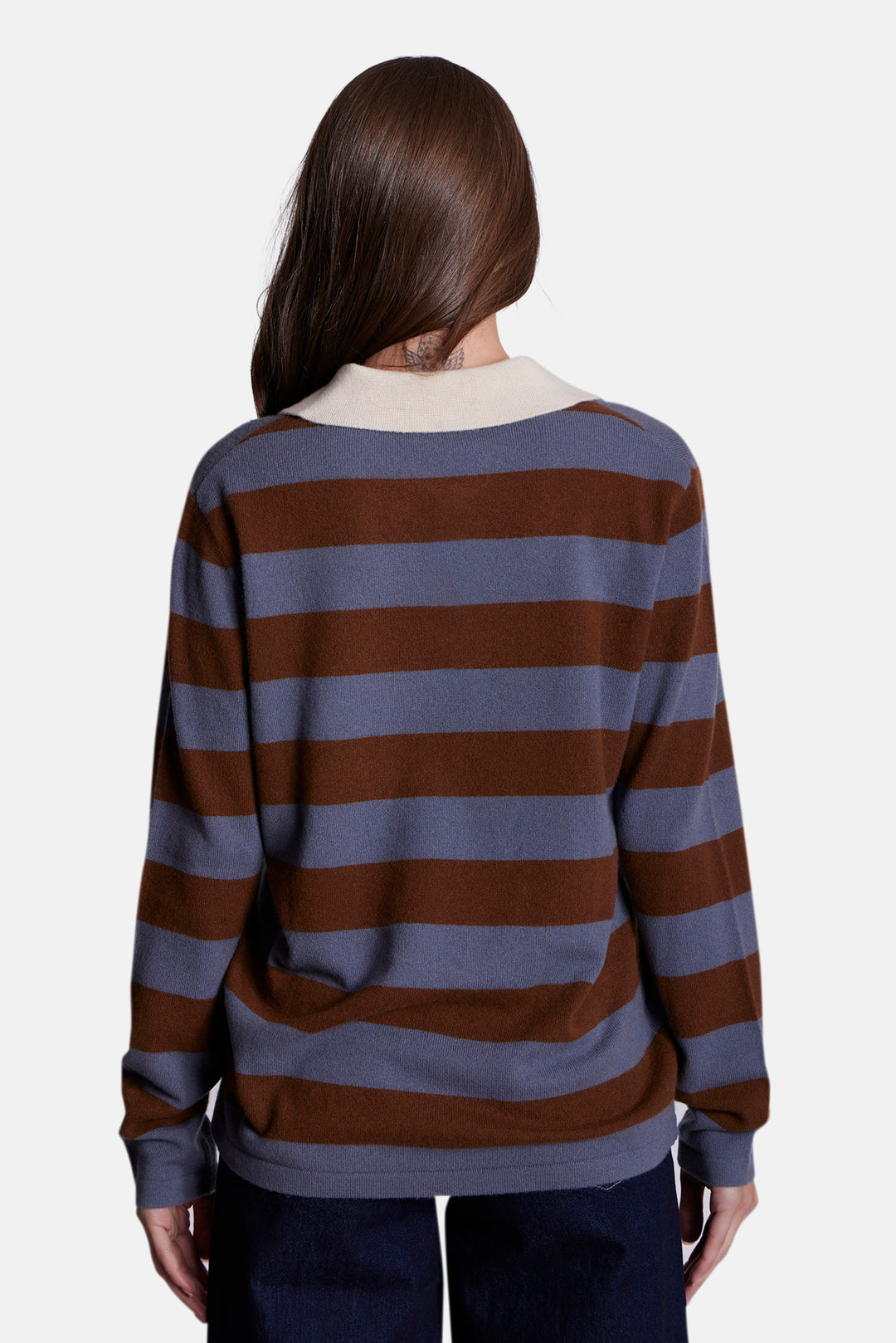 Clyde Rugby Oversized Cashmere Sweater Steel Grey/Brown