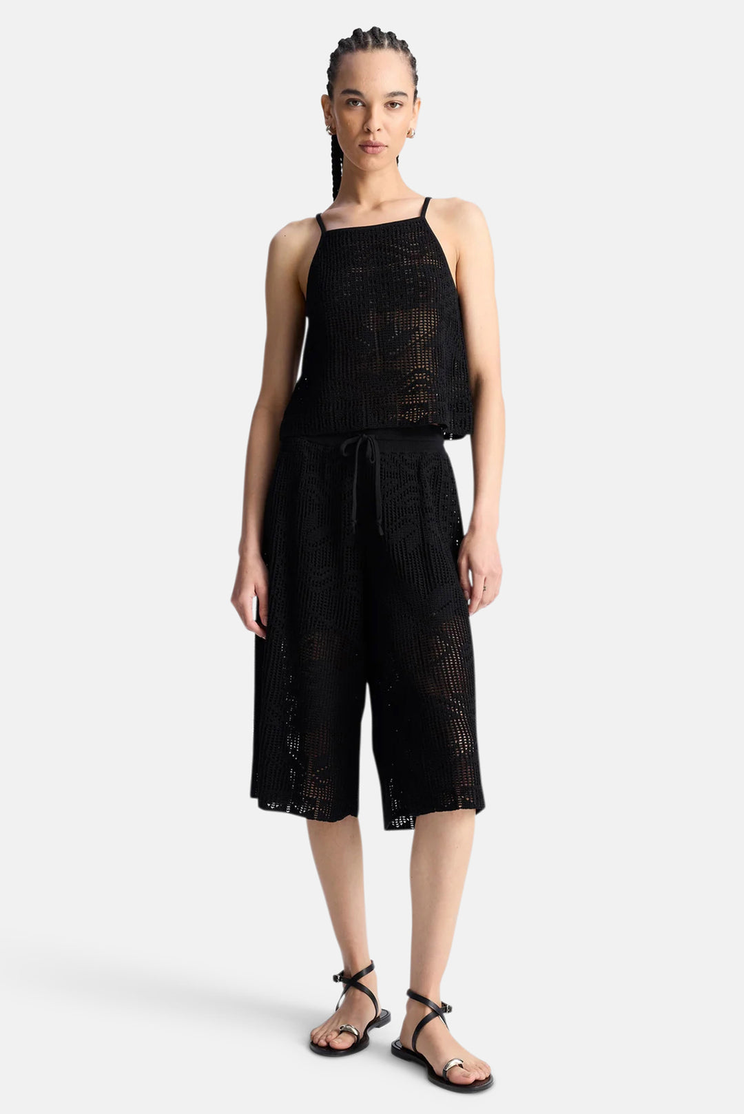 Colby Crochet Knit Short Black