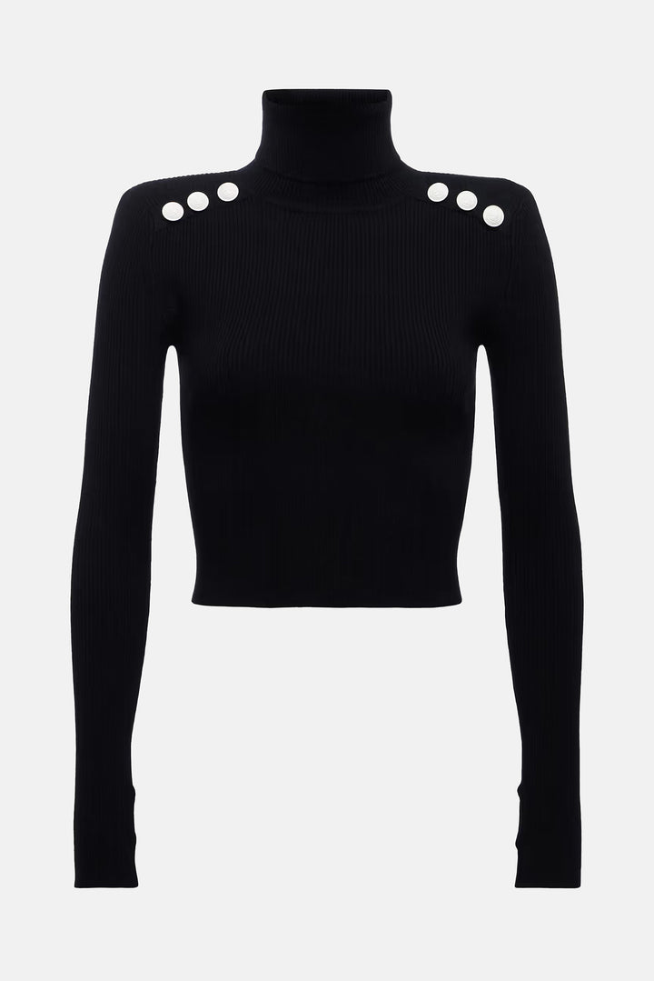 Colette Crop Turtleneck Black/White