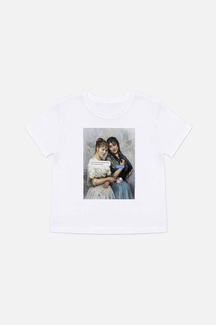 Survived Text Bubble Tee White