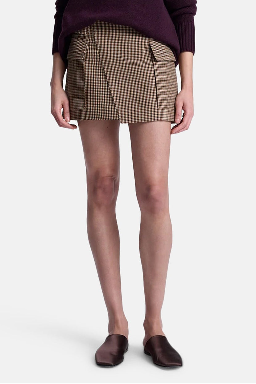 Conan Wool Tailored Mini Skirt Tan Multi