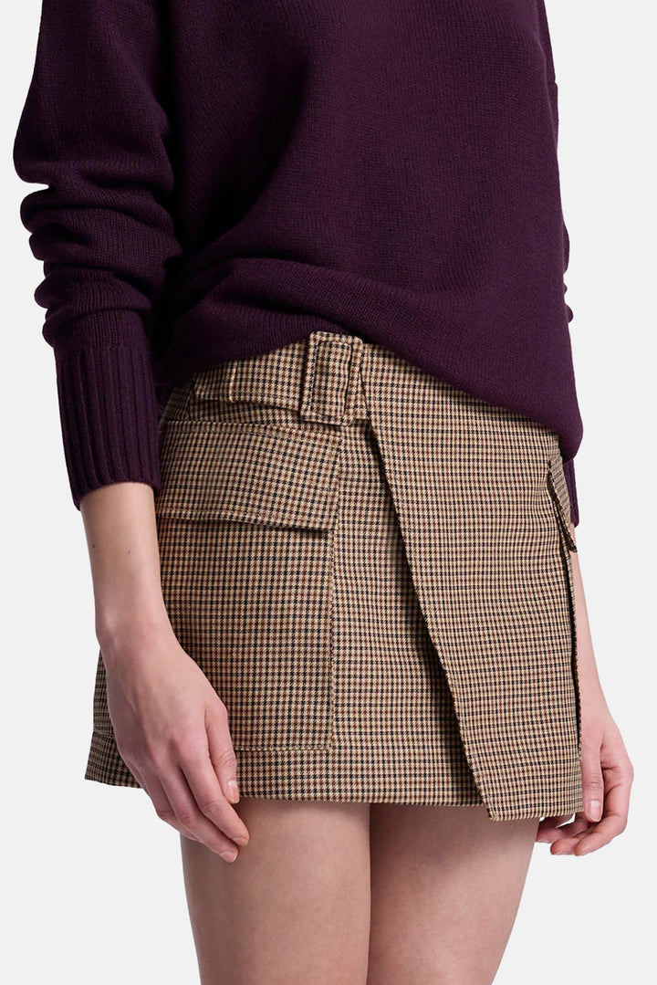 Conan Wool Tailored Mini Skirt Tan Multi