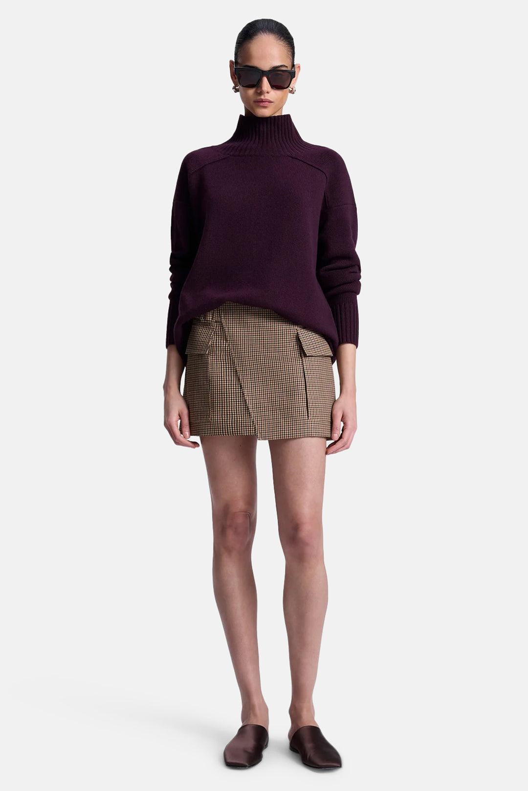 Conan Wool Tailored Mini Skirt Tan Multi