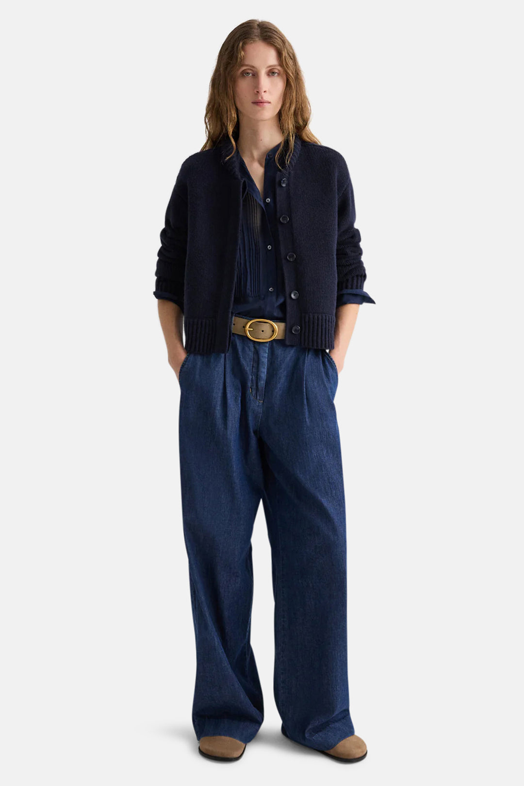 Connor Cashmere Cardigan in Midnight