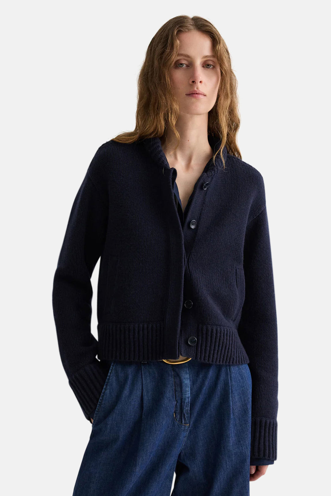 Connor Cashmere Cardigan in Midnight