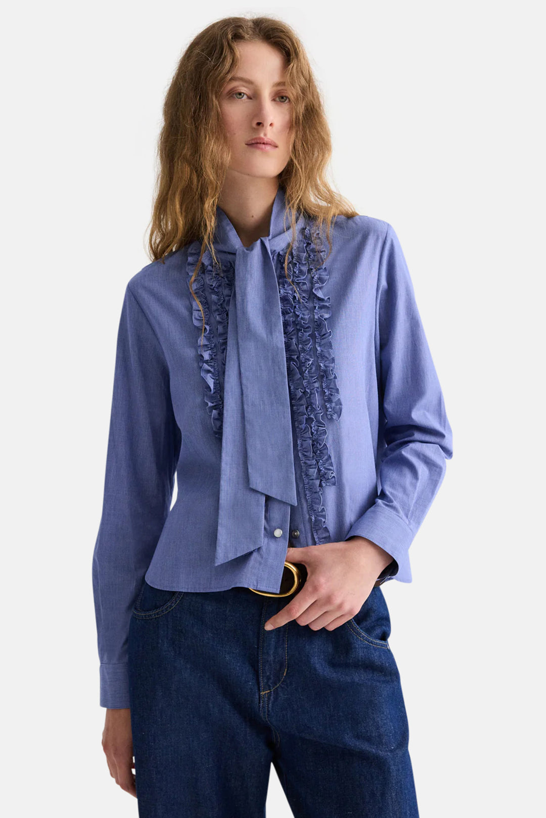 Connor Top In Micro Check White / Navy