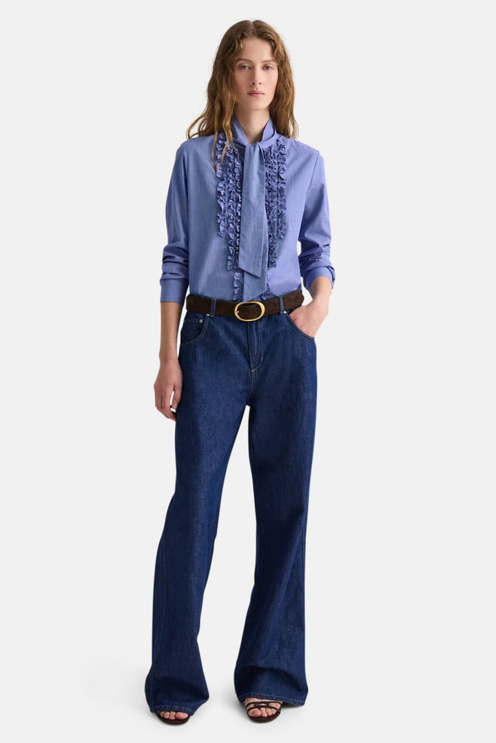 Connor Top In Micro Check White / Navy