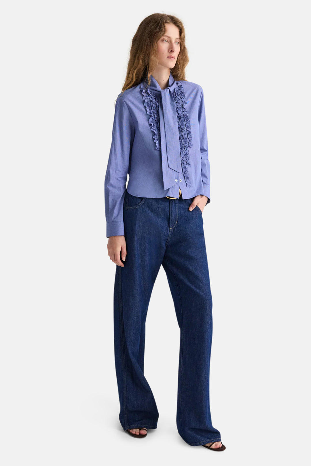 Connor Top In Micro Check White / Navy