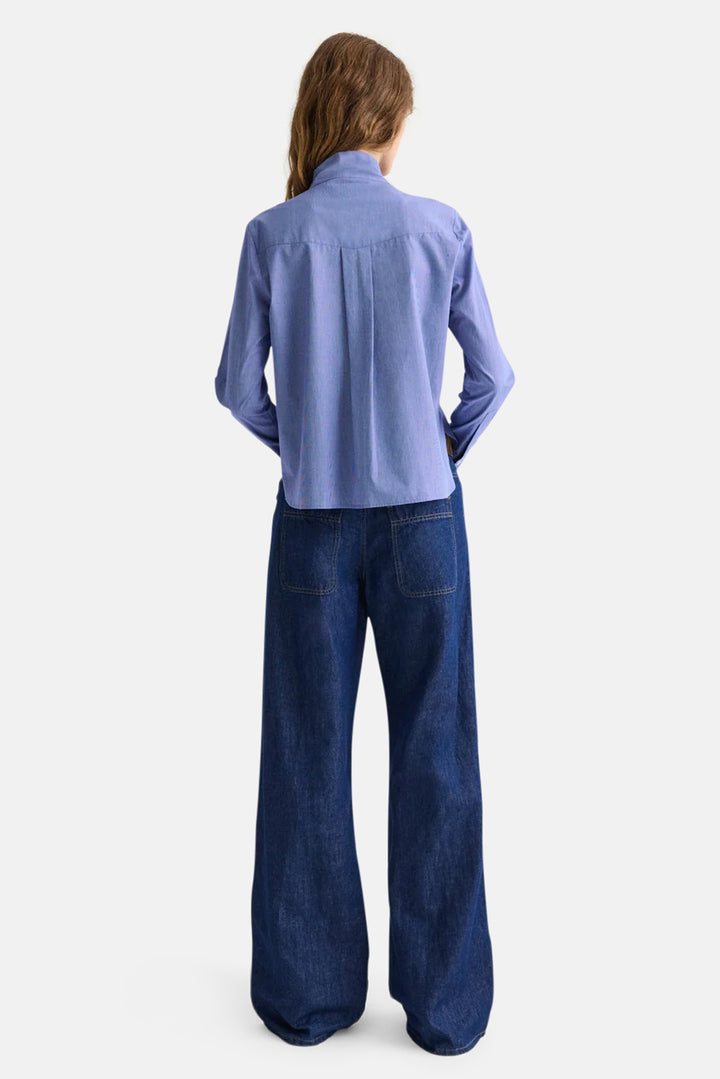Connor Top In Micro Check White / Navy