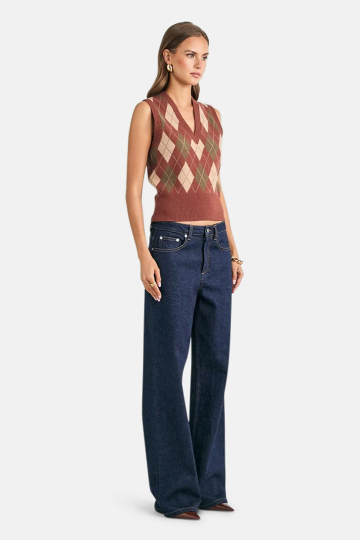 Coors Knit Vest Copper Clay Argyle