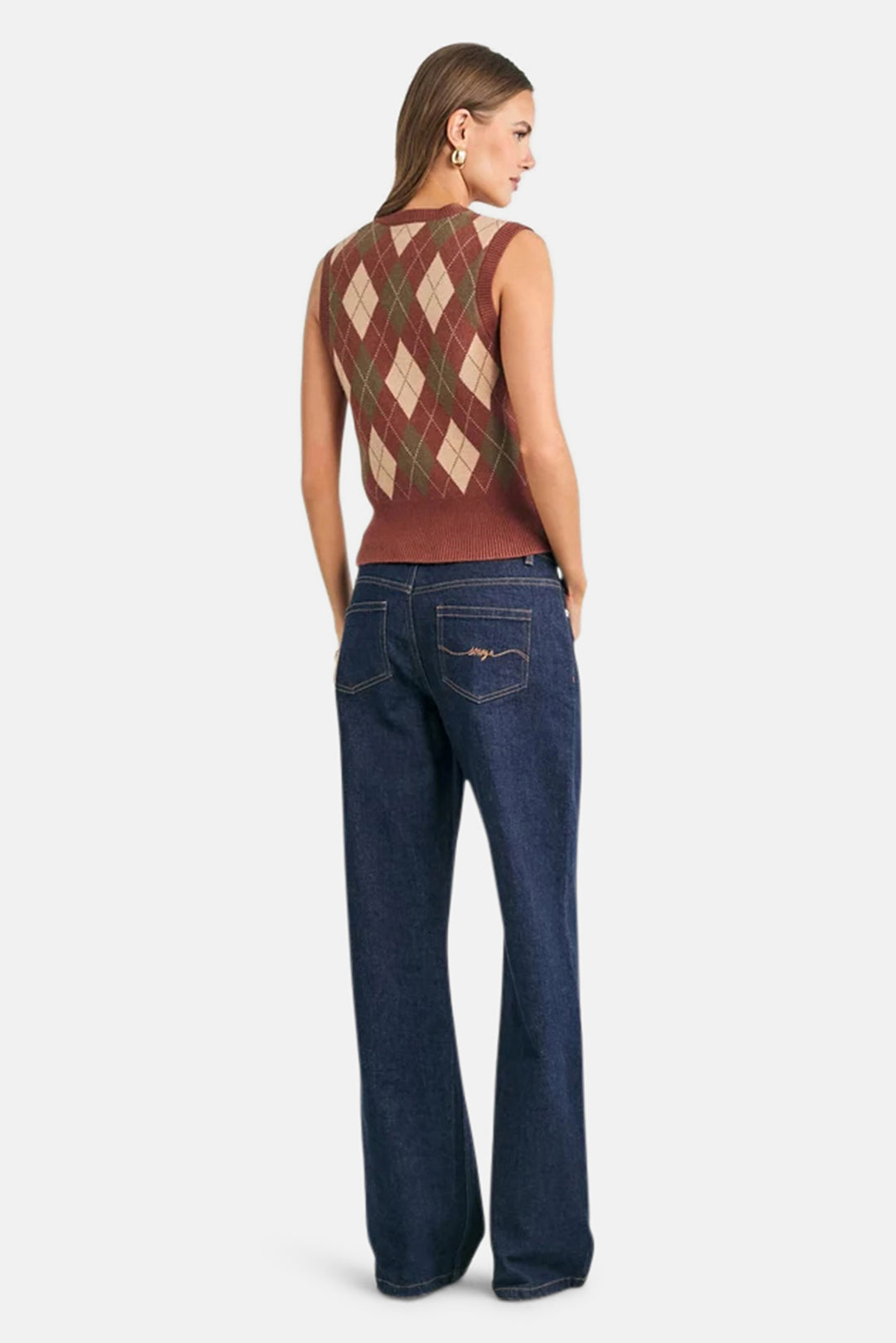 Coors Knit Vest Copper Clay Argyle