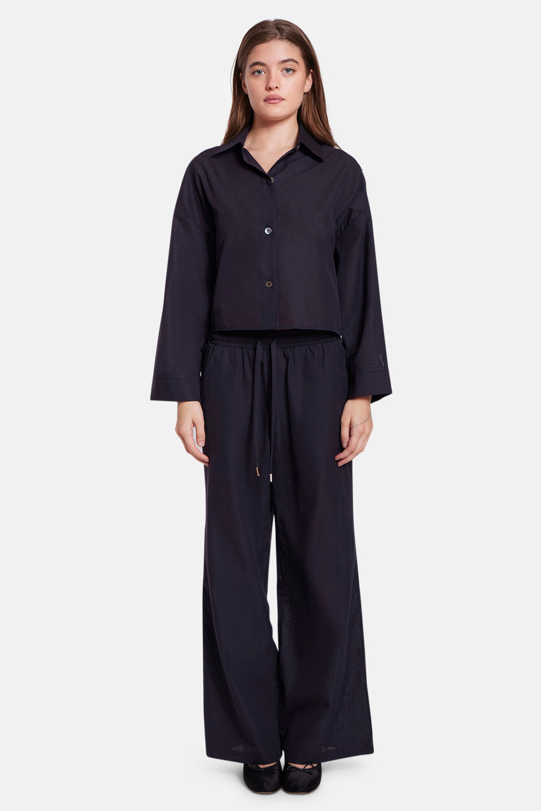 Georgica Beach Poplin Pant Black Sheer