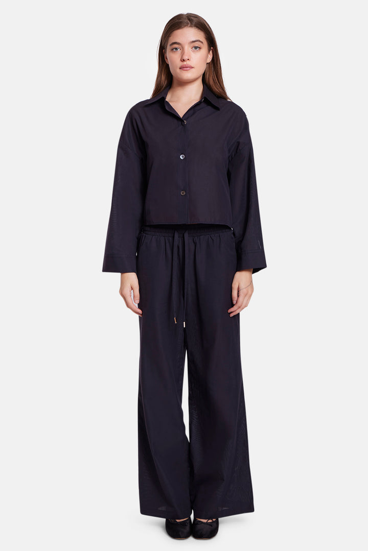 Georgica Beach Poplin Pant Black Sheer