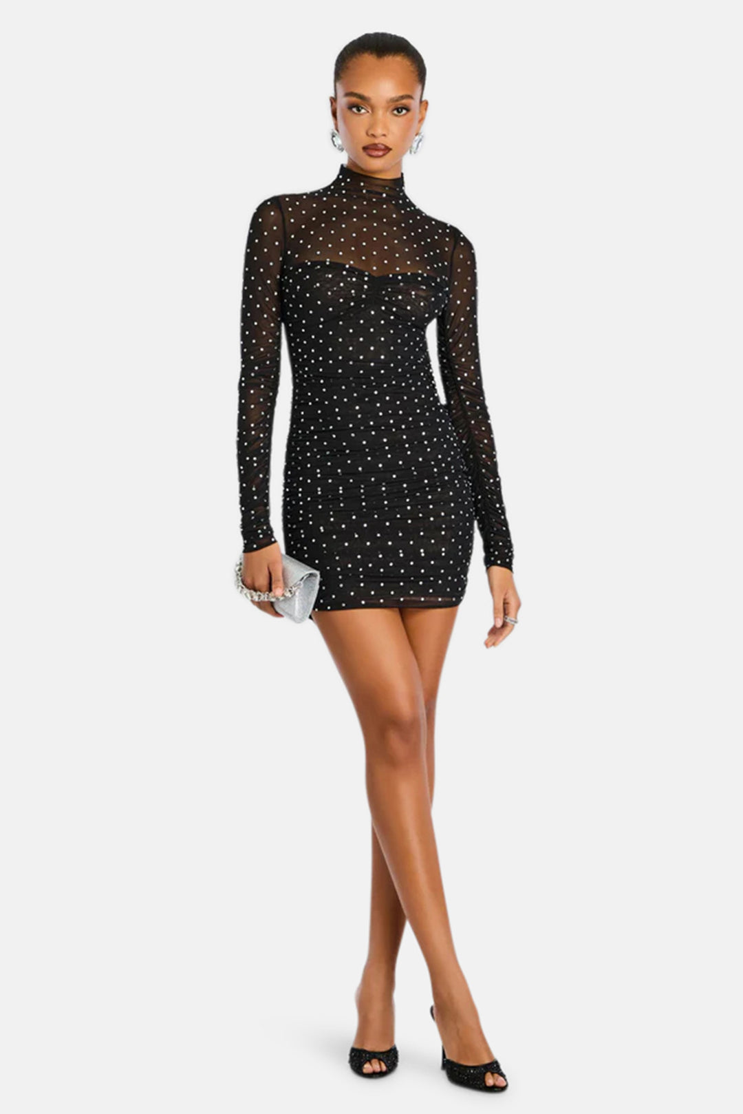 Cossette Embellished Dress Black/Silver