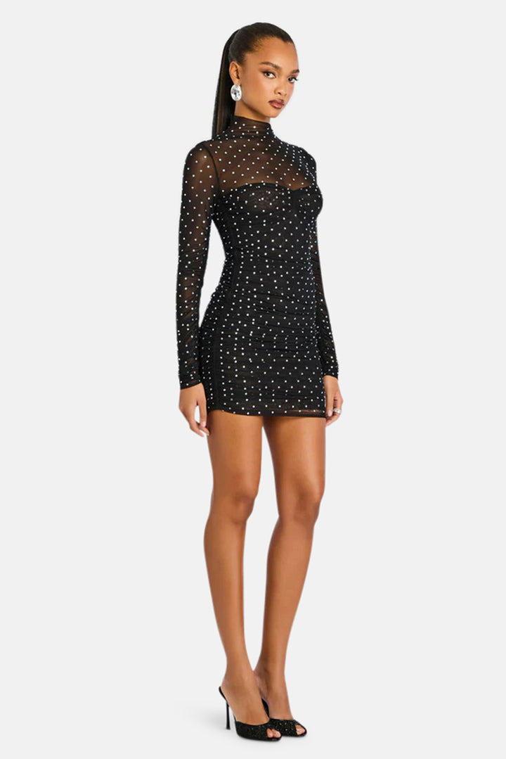 Cossette Embellished Dress Black/Silver