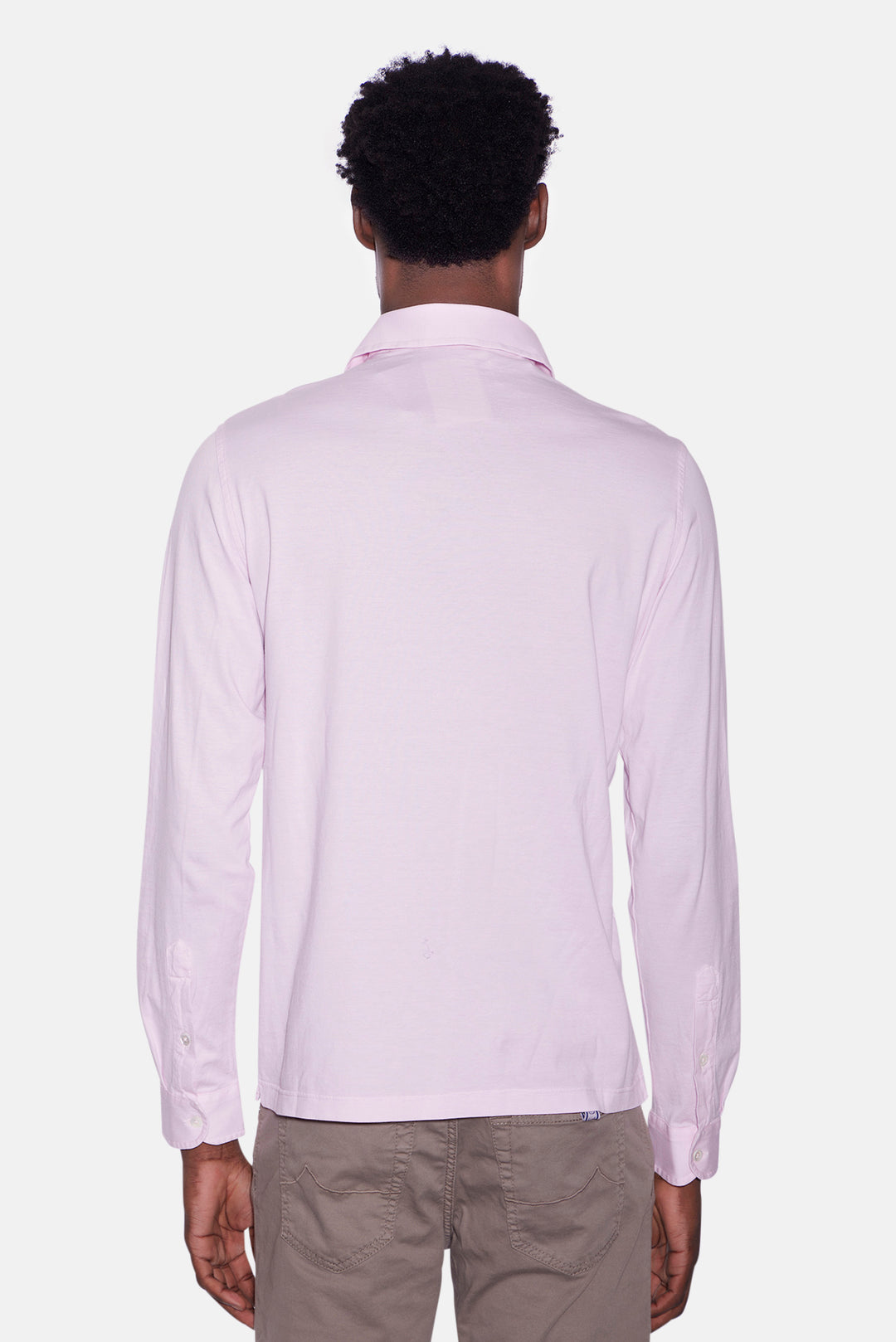 Cotton Long Sleeve Polo Pink