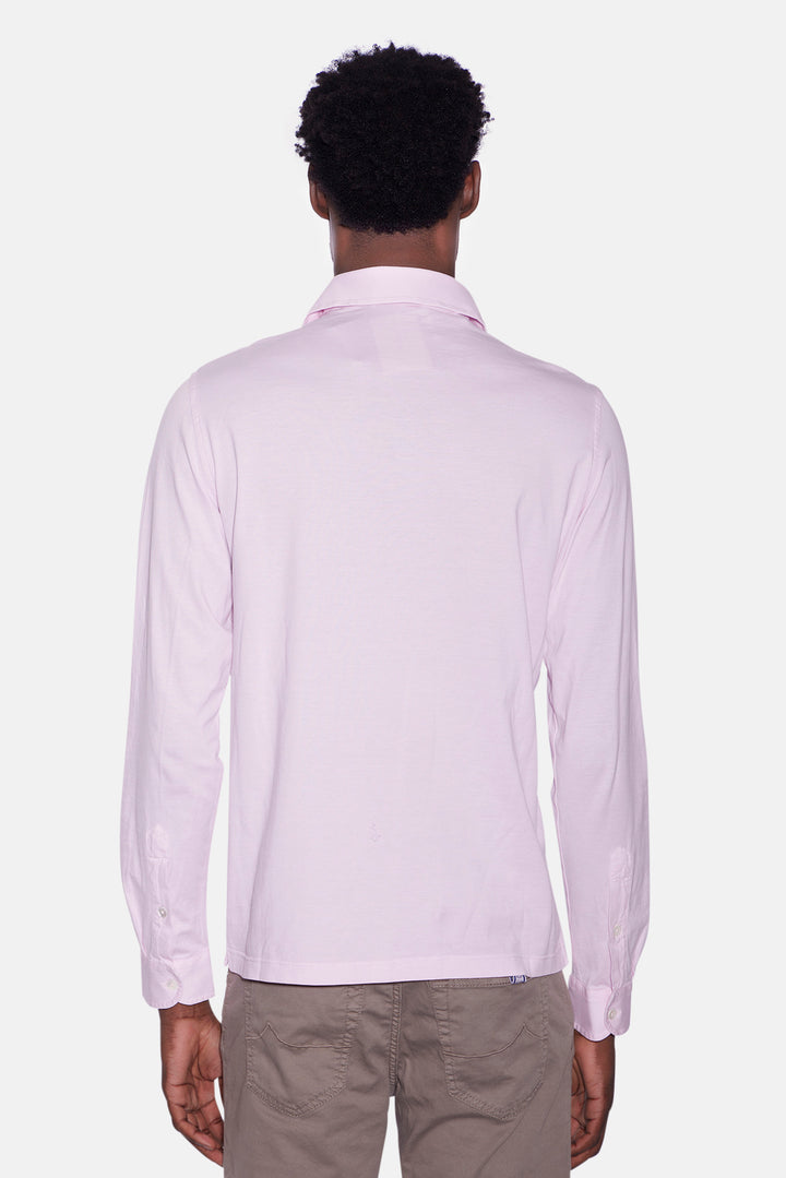 Cotton Long Sleeve Polo Pink