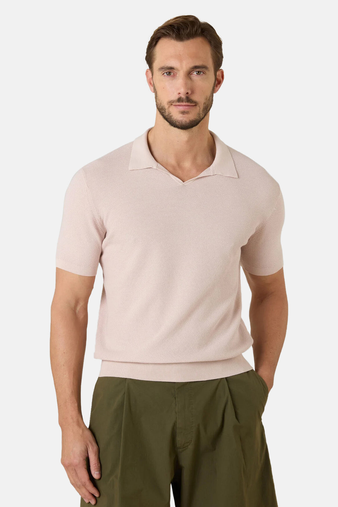Cotton Pique Short Sleeve Polo Pastel Pink