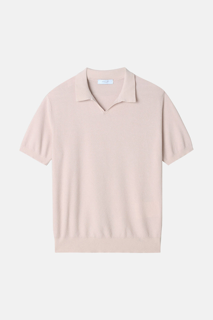 Cotton Pique Short Sleeve Polo Pastel Pink