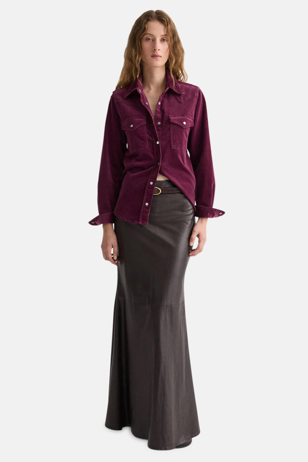 Cowboy Take Me Away Shirt In Mauve Wine