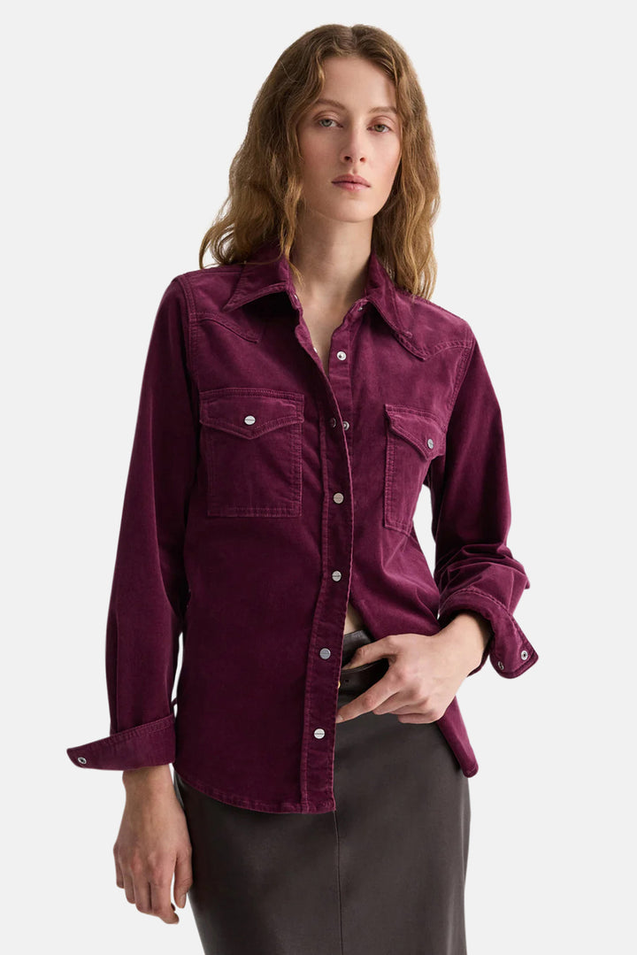 Cowboy Take Me Away Shirt In Mauve Wine