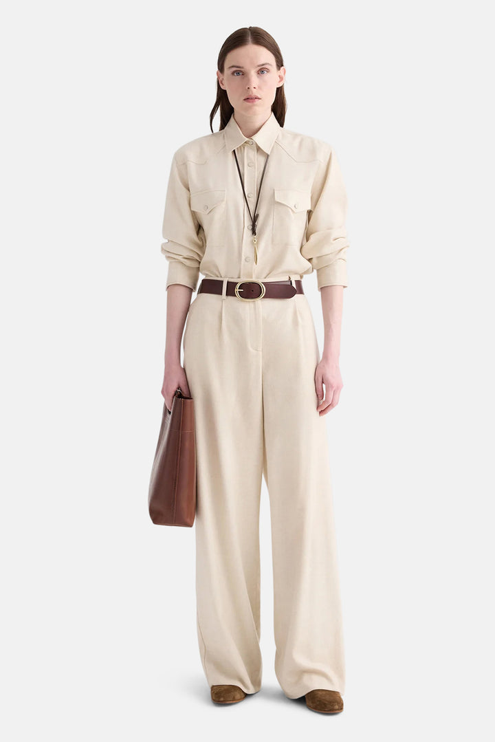 Cowboy Take Me Away Shirt In Wool Silk Oat