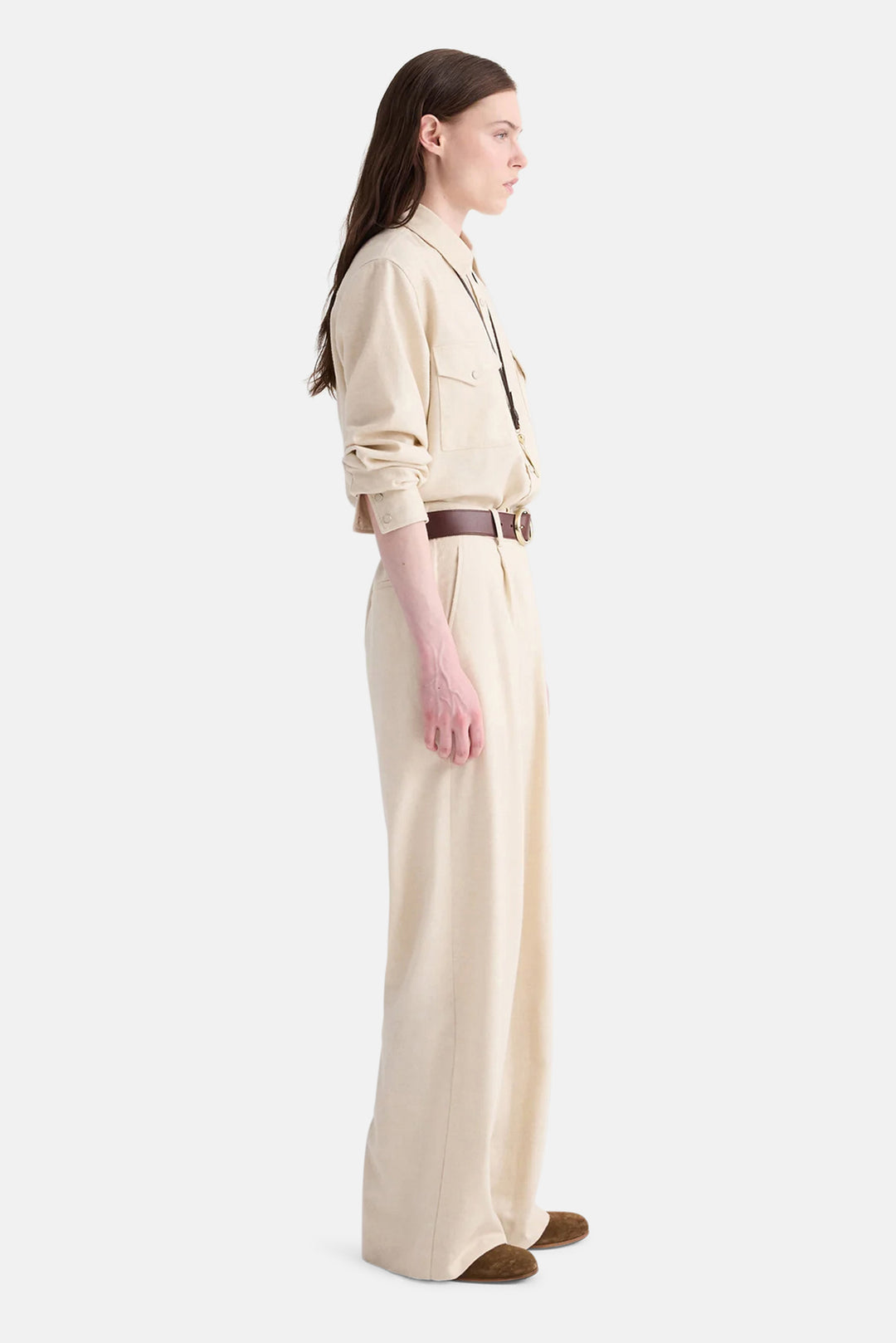 Cowboy Take Me Away Shirt In Wool Silk Oat