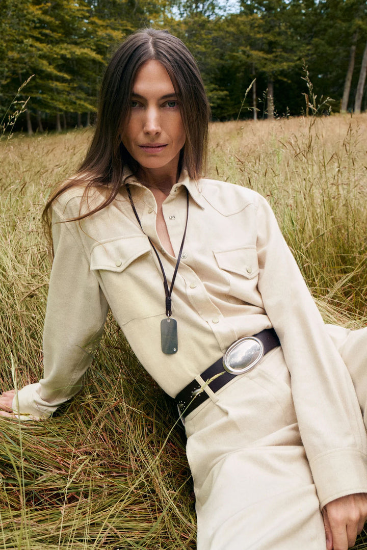Cowboy Take Me Away Shirt In Wool Silk Oat