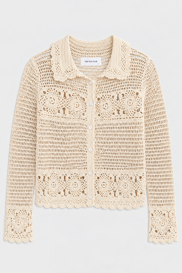 Felicity Crochet Cardigan Ivory