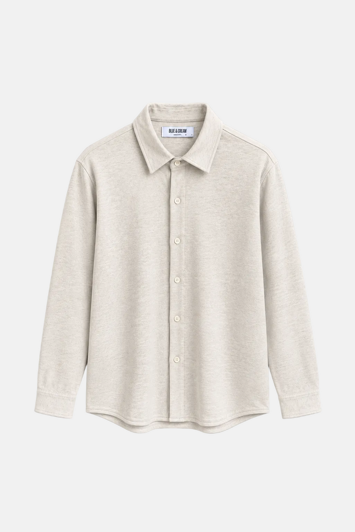 Elyon Soft Jersey Button Up Heather Oatmeal