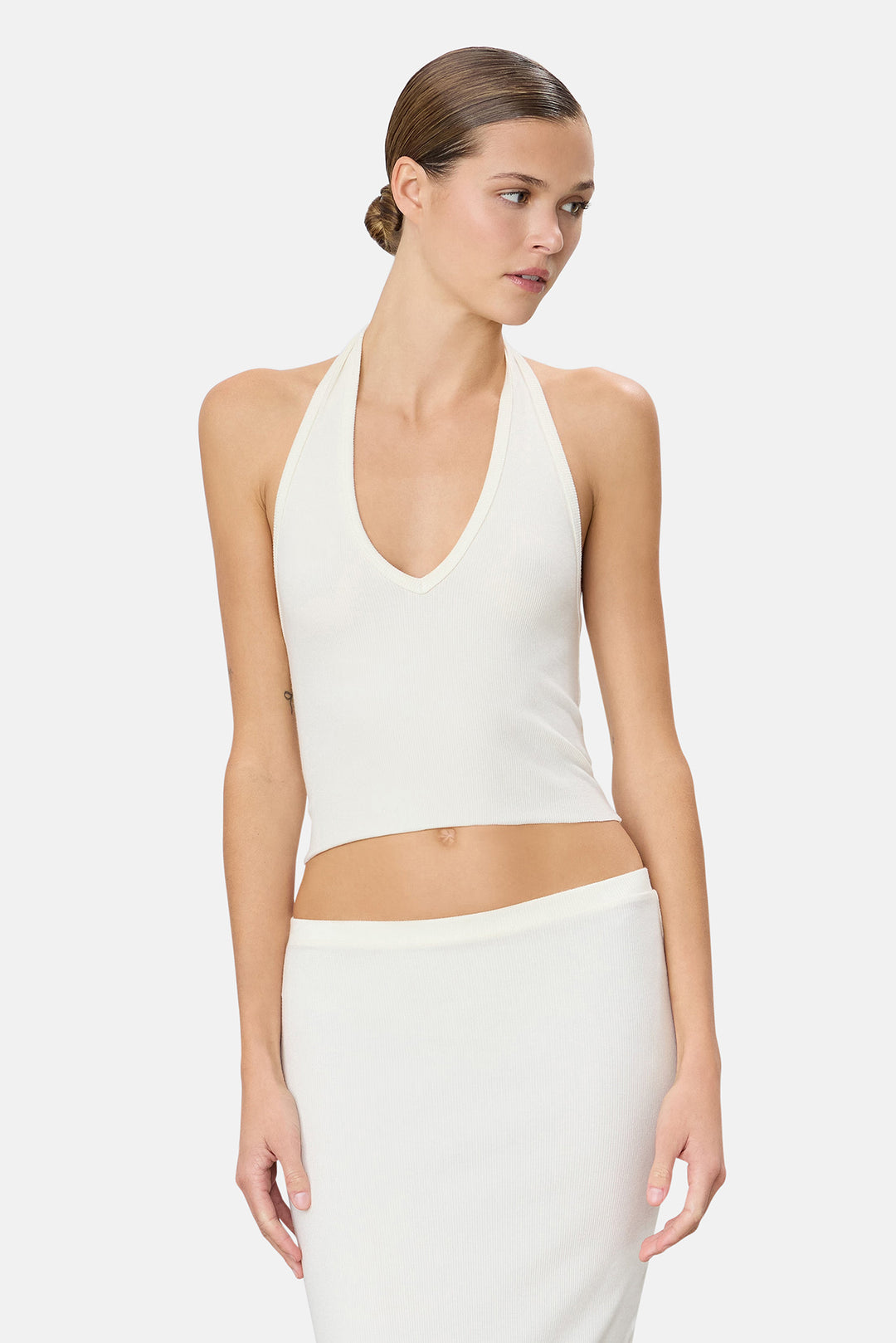 Cropped Halter Top Cream